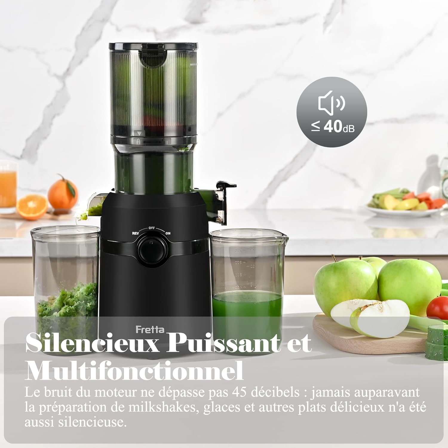 Thumbnail 6 de Extracteur de jus Fretta Slow Juicer (pression à froid) grand diamètre 108 mm, capacité 1 L, 200 W, sans BPA