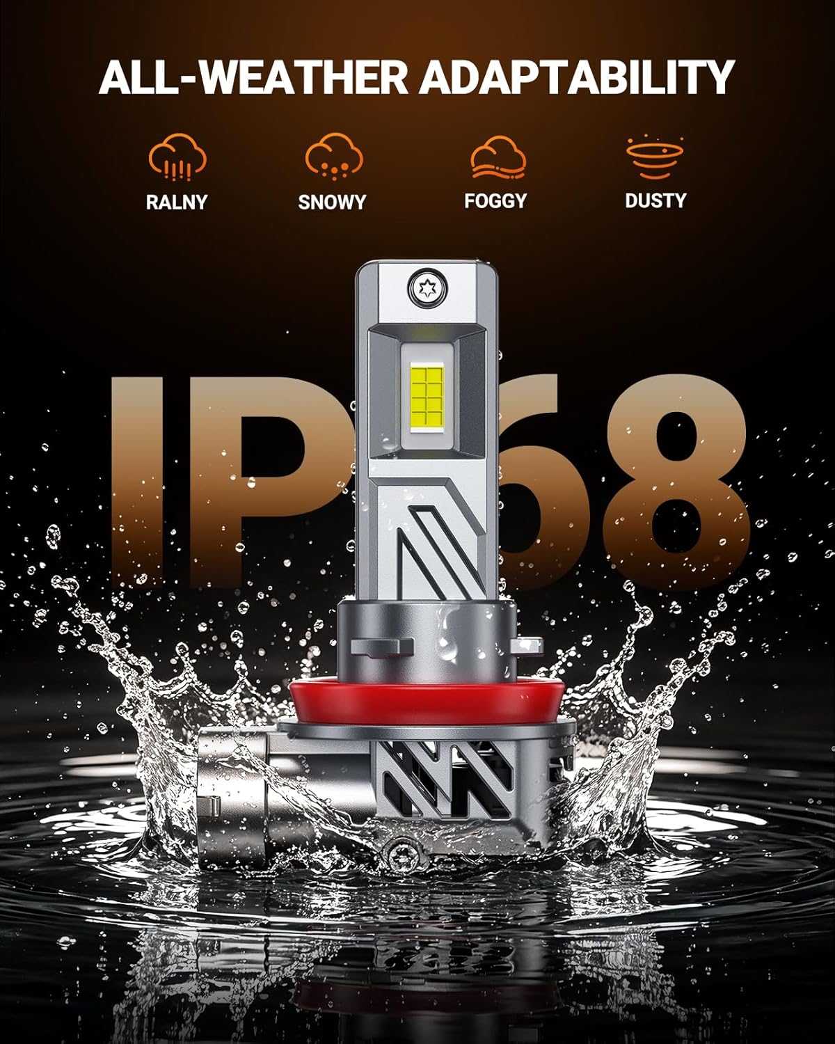 Detalle de SEALIGHT H9/H11/H8 LED Bulb S3 Series — 88000LM, 6500K, Canbus Ready, 2-Pack