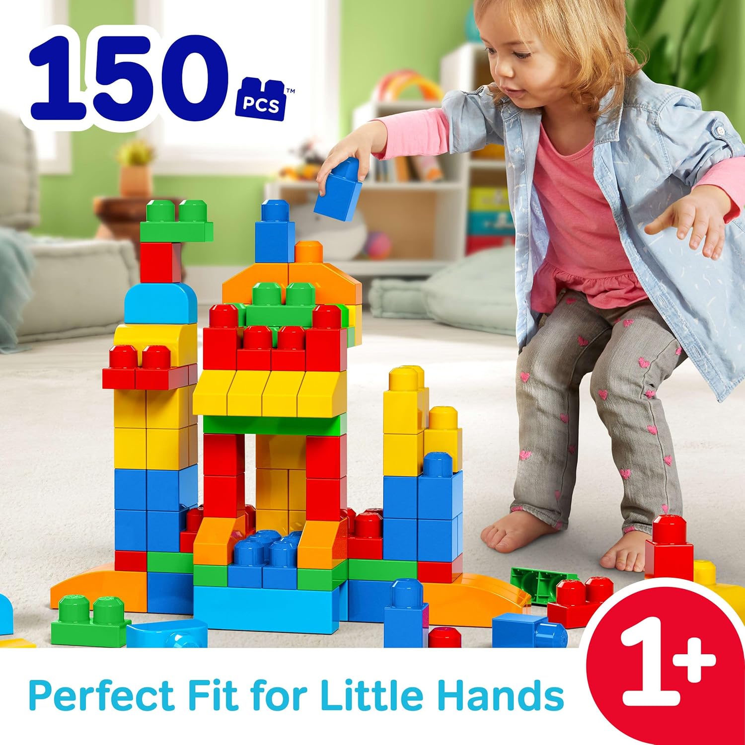 Thumbnail 1 de Mega Bloks Sac Blocs Construction Deluxe CNM43 (150 briques) pour bébé et enfant de 1 à 5 ans