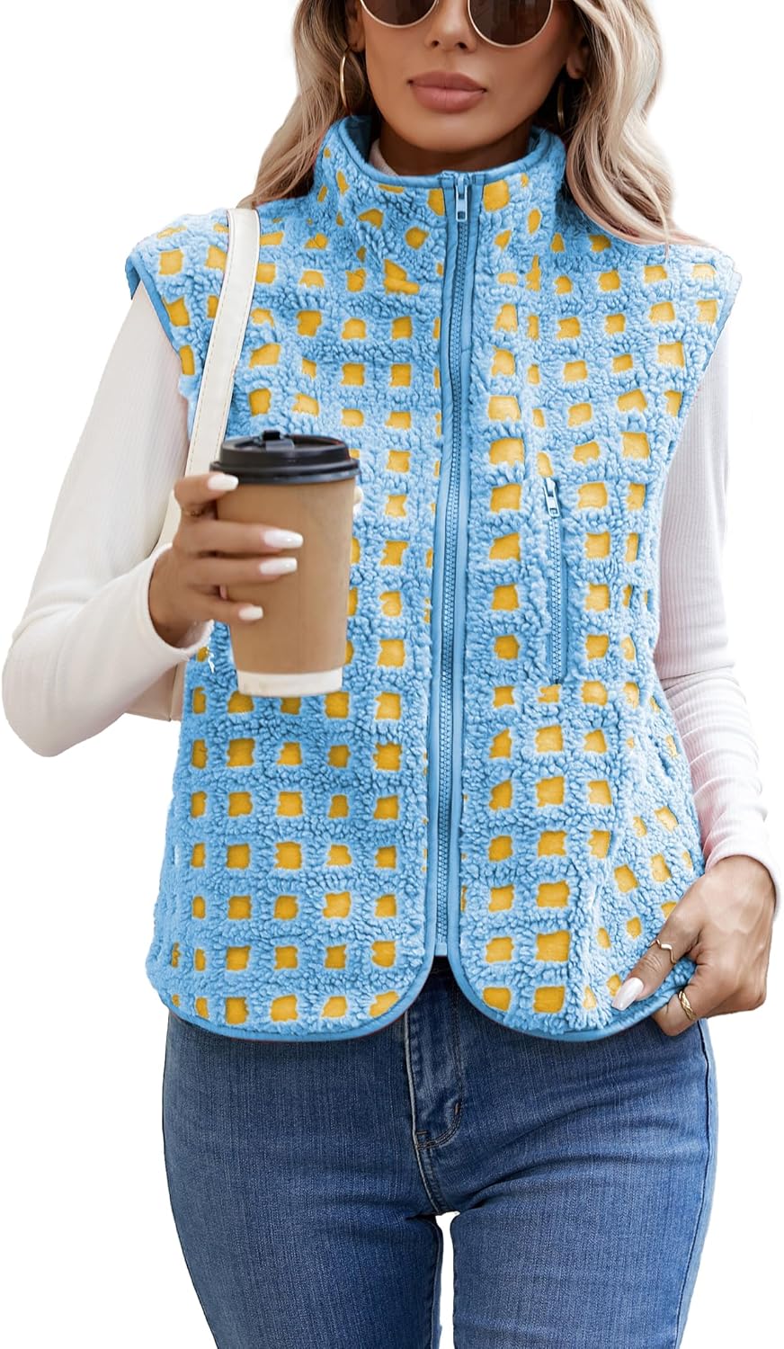 iChunhua Women's Plaid Sherpa Fleece Gilets: Lightweight Yet Warm Layering Vest
