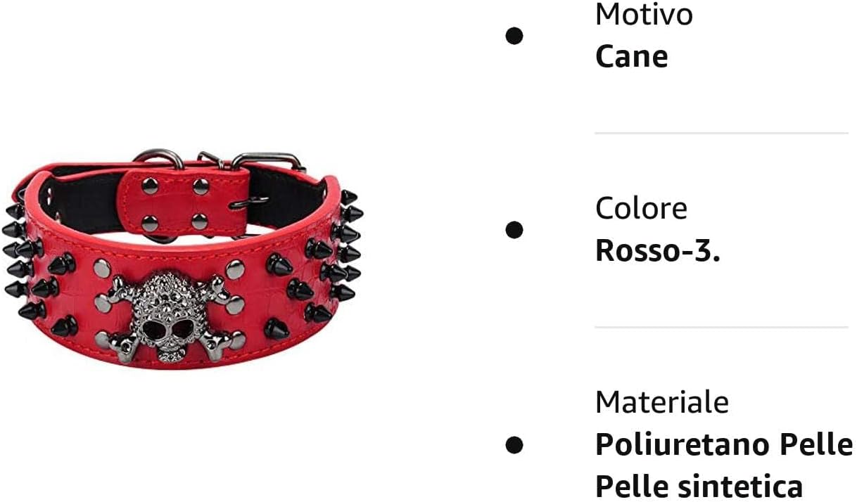 Thumbnail 4 de haoyueer Sharp Spiked Studded Dog Collar (2 Inch) – red synthetic leather collar for medium & large dogs