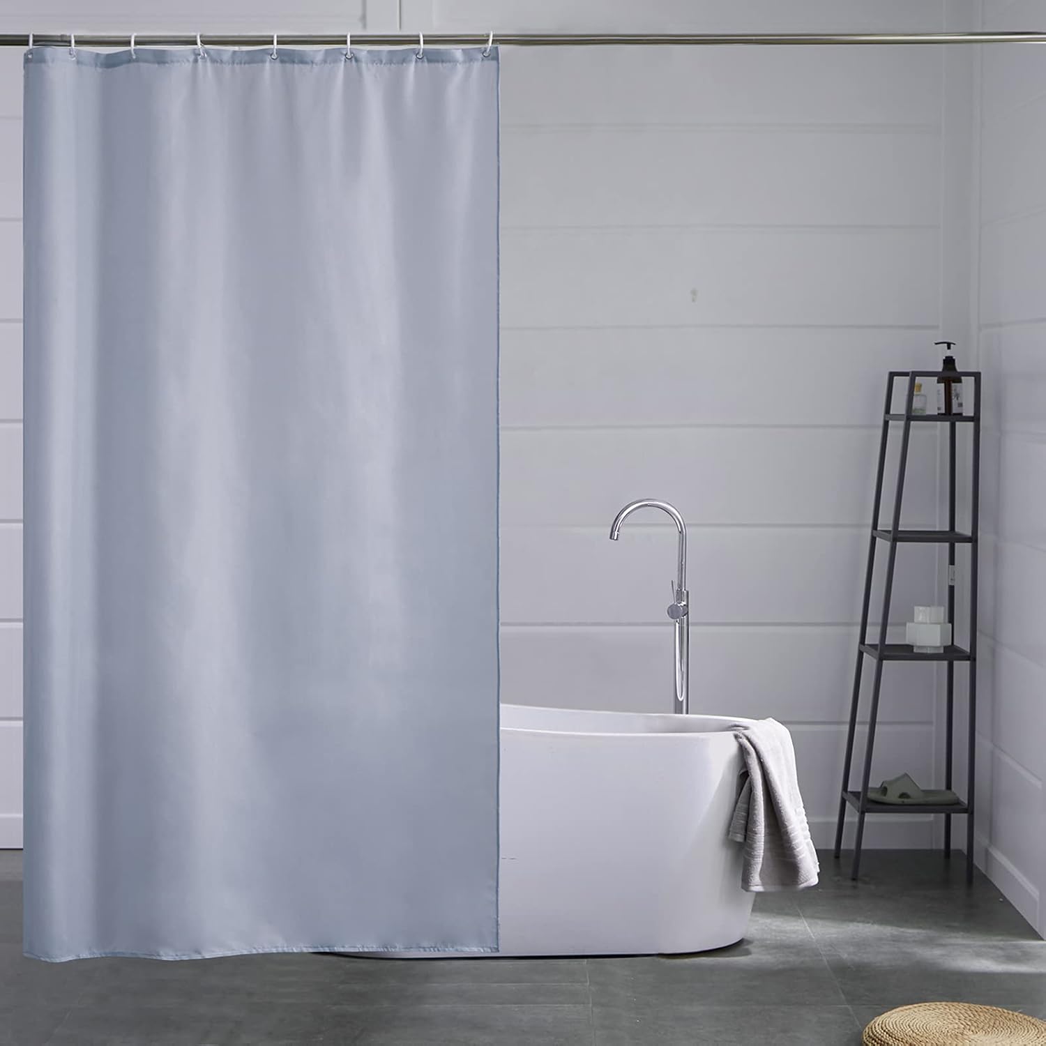 Thumbnail 6 de Furlinic Petit rideau de douche anti-moisissure en polyester imperméable (100 x 200 cm) avec 6 crochets