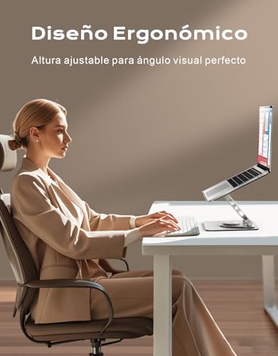Detalle de Glangeh Soporte Portátil de Mesa 360° Giratorio para Portátiles 10"-16