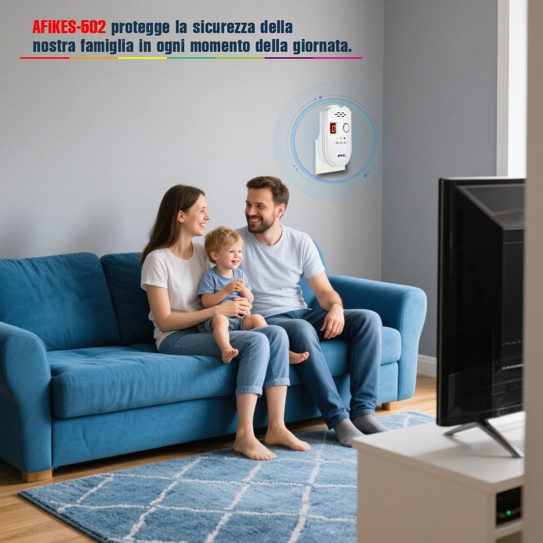 Detalle de AFiKES Rilevatore di gas: GPL/metano con allarme acustico e display LED a LED, bianco