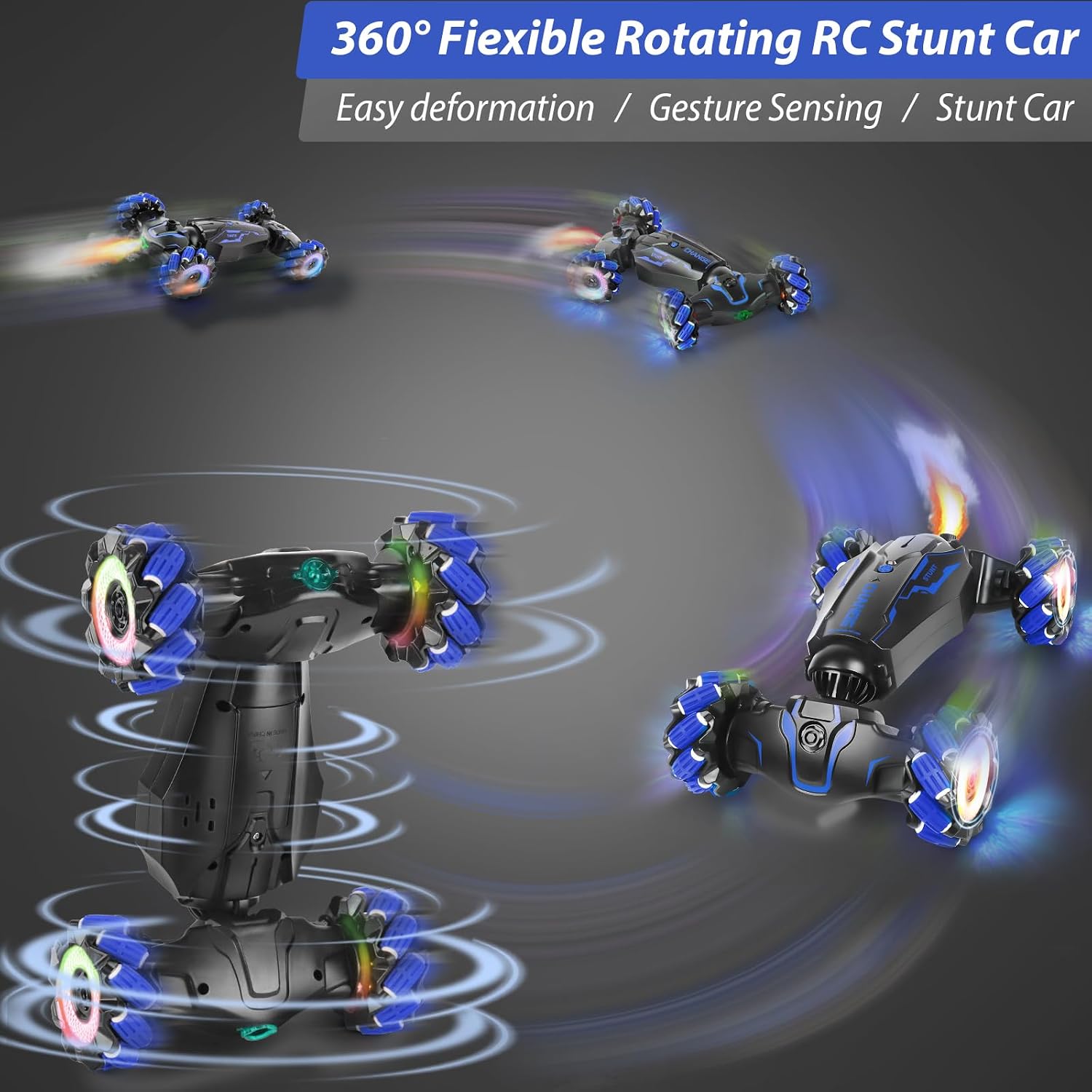 Detalle de FEIMUOSI Stunt Car RC-stuntauto met 4WD, 360°-stunts en gebarenbesturing
