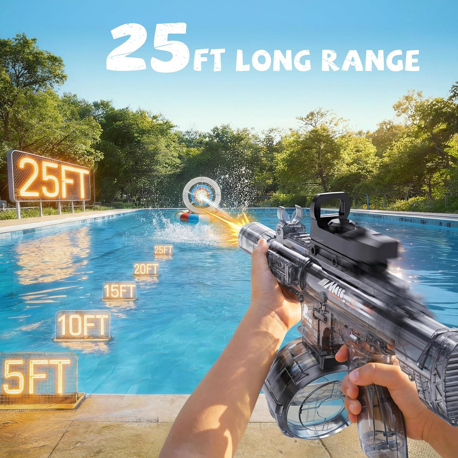 Thumbnail 2 de 2 Pack Water Gun for Kids with LED Light & 25 ft Range — Large Capacity, No Leak, BPA-Free Squirt Guns