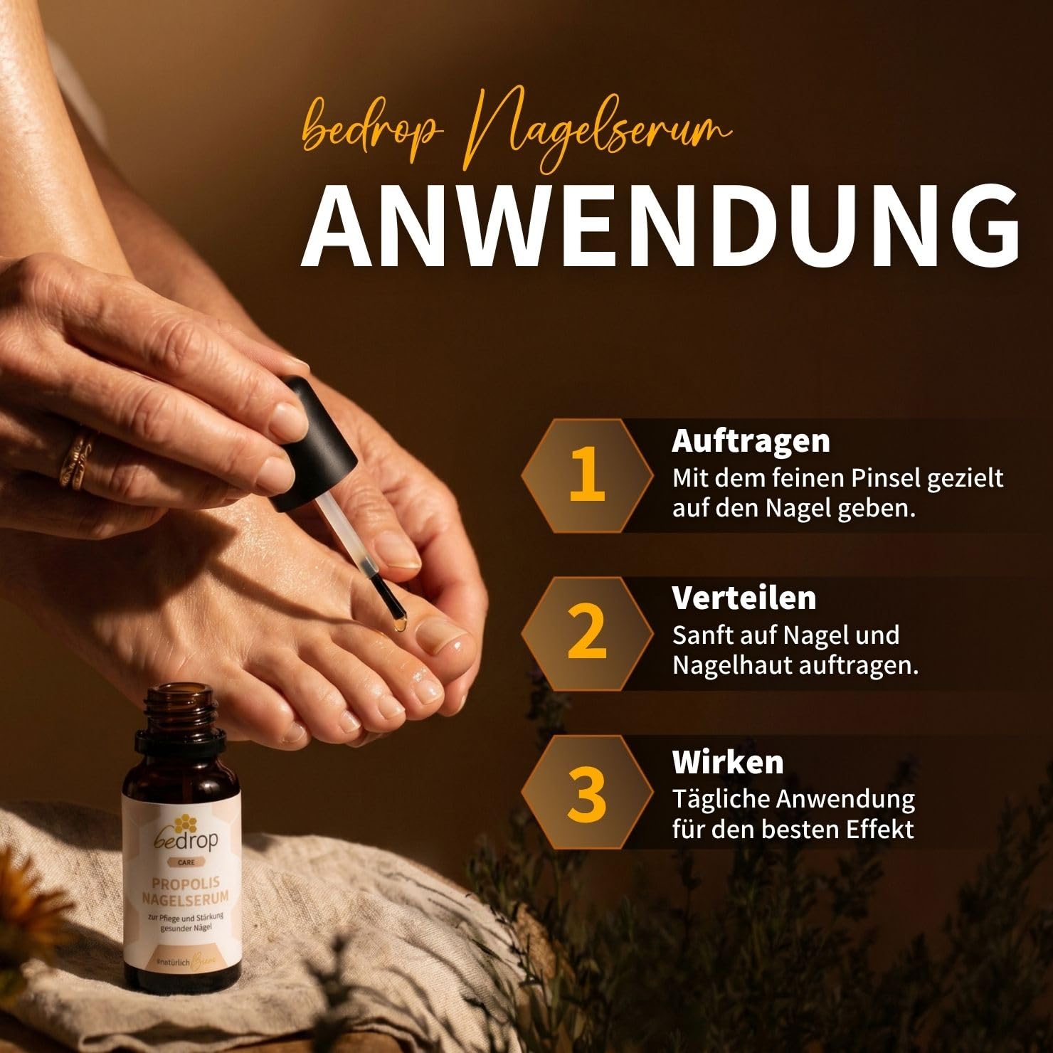 Thumbnail 4 de bedrop Propolis Nagelserum 3x 10ml – natürliche Nagelpflege mit Propolis, Teebaumöl & Lavendelöl