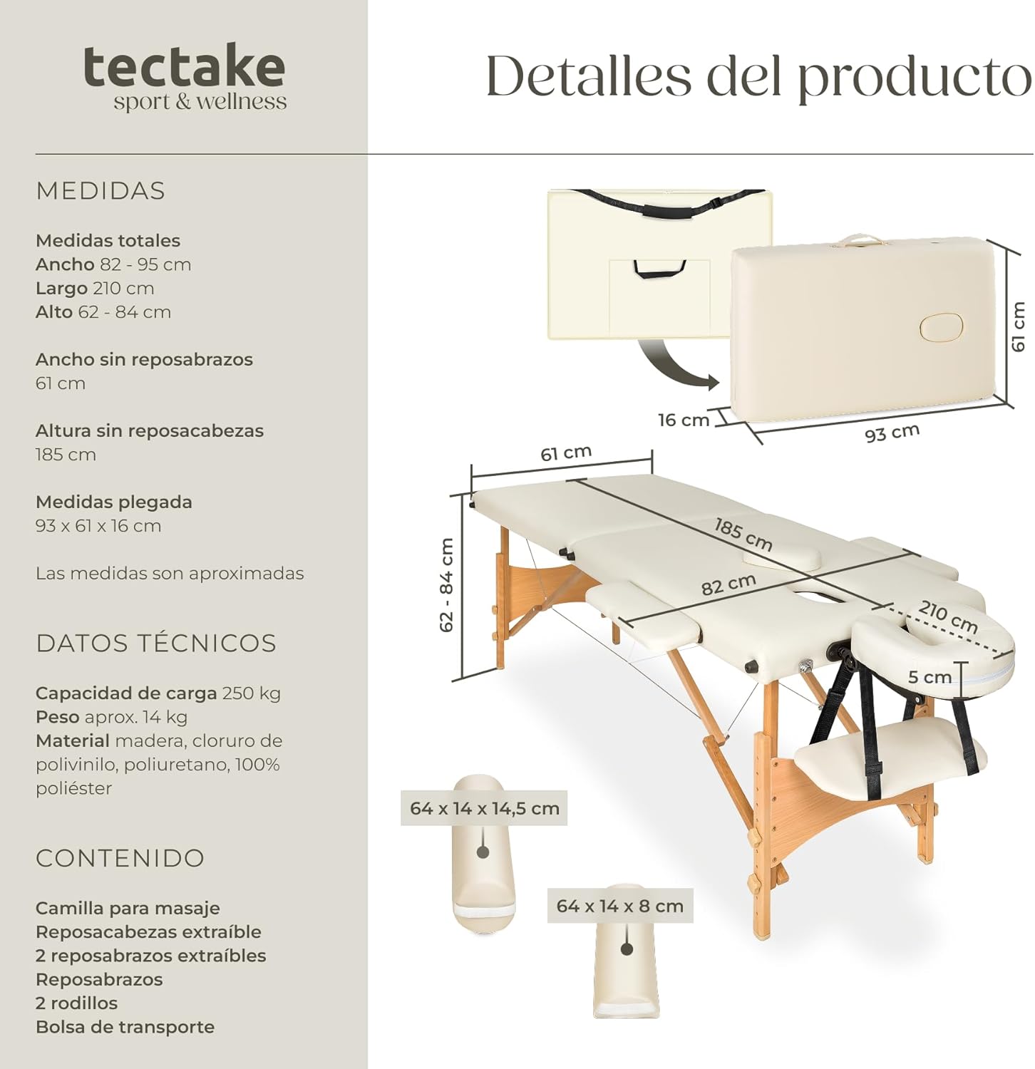 Thumbnail 5 de tectake Camilla Masaje Plegable de Madera