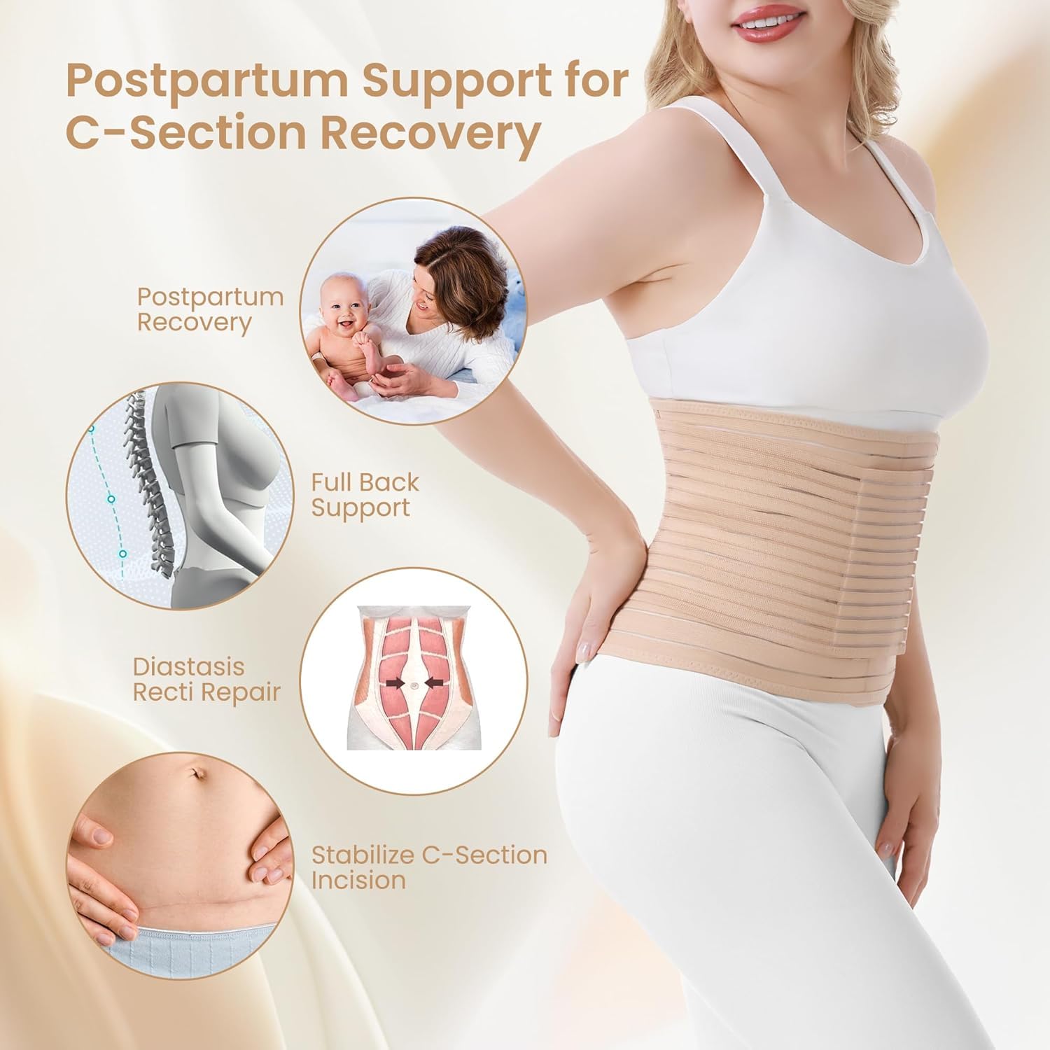 Thumbnail 3 de Trendyline Postpartum Belly Wrap for C-Section Recovery (Firm Compression, Adjustable & Breathable)