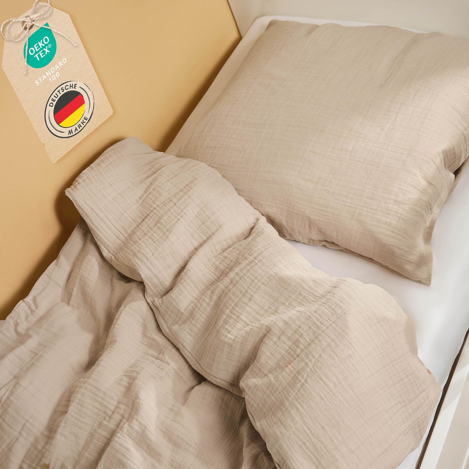 Detalle de Laleni Children's Muslin Cotton Bedding Set, 100x135 cm, OEKO-TEX Certified