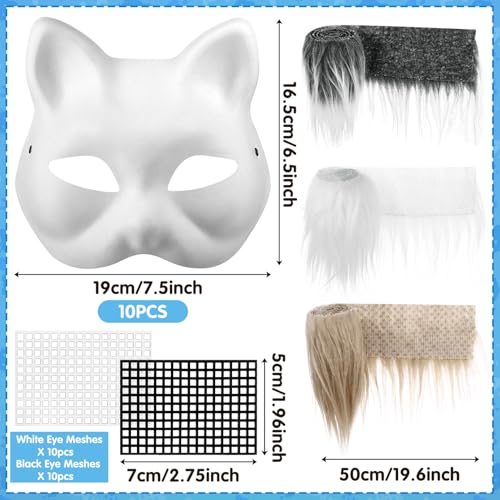 Detalle 2 de Masque chat Therian vierge avec fourrure ⚙