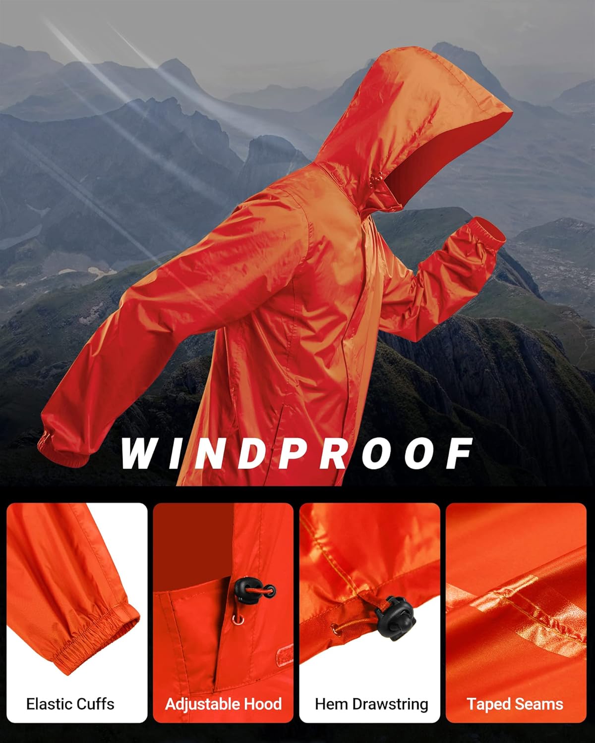 Detalle de Outdoor Ventures Men's Lightweight Waterproof Jacket