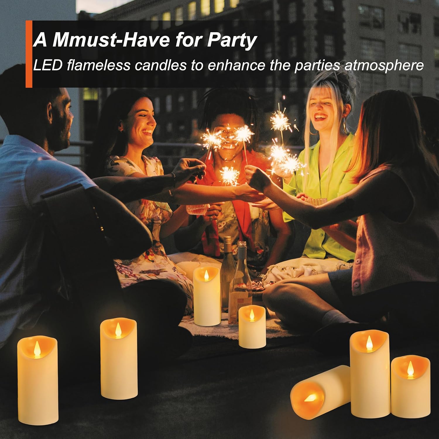 Thumbnail 6 de Auralome LED Electric Timer Candles (Set of 3) with Remote – Battery-operated plastic pillar candles with realistic flicker