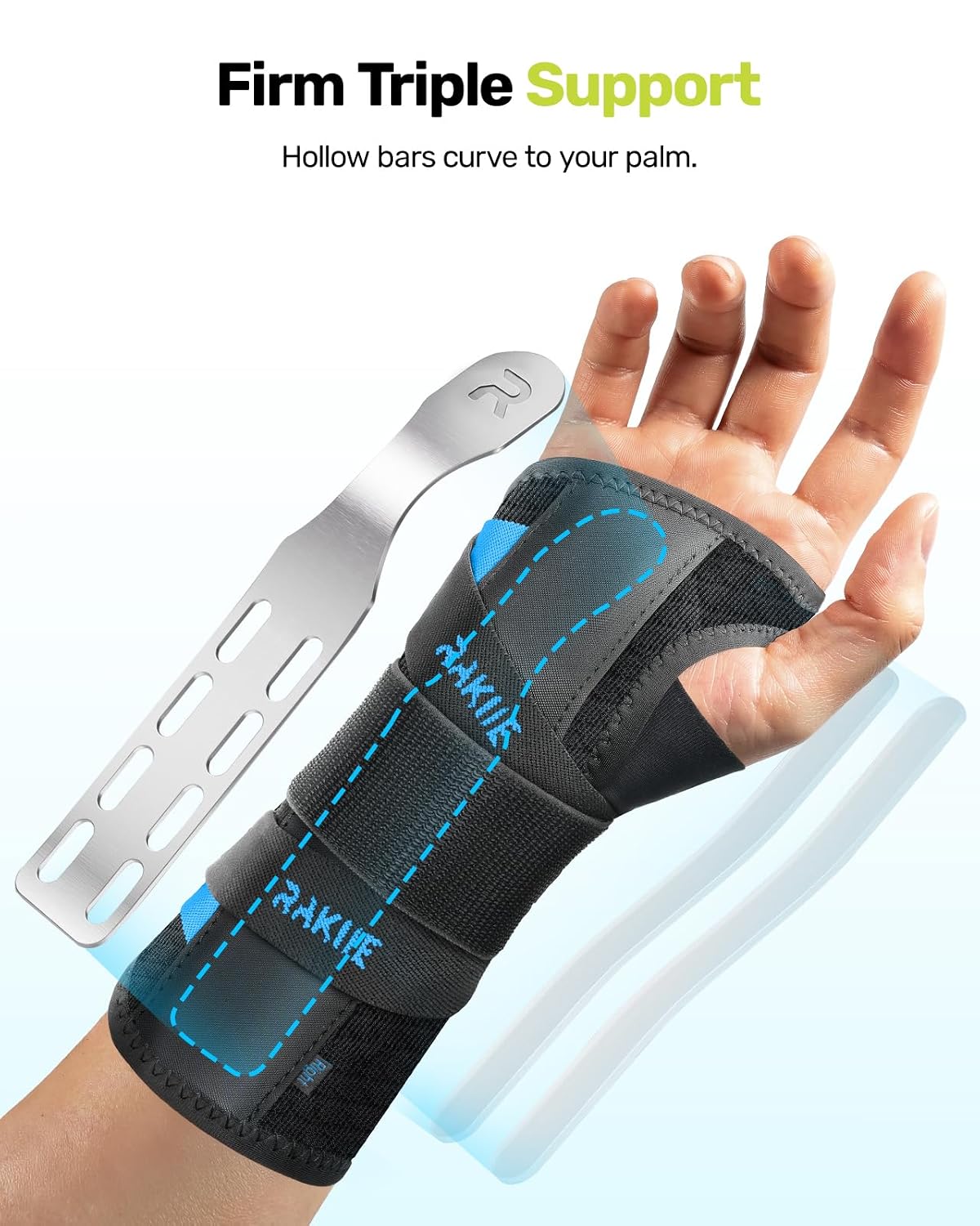 Detalle 2 de Rakiie ESP016 Carpal Tunnel Wrist Brace, Right Hand, Medium, Blue