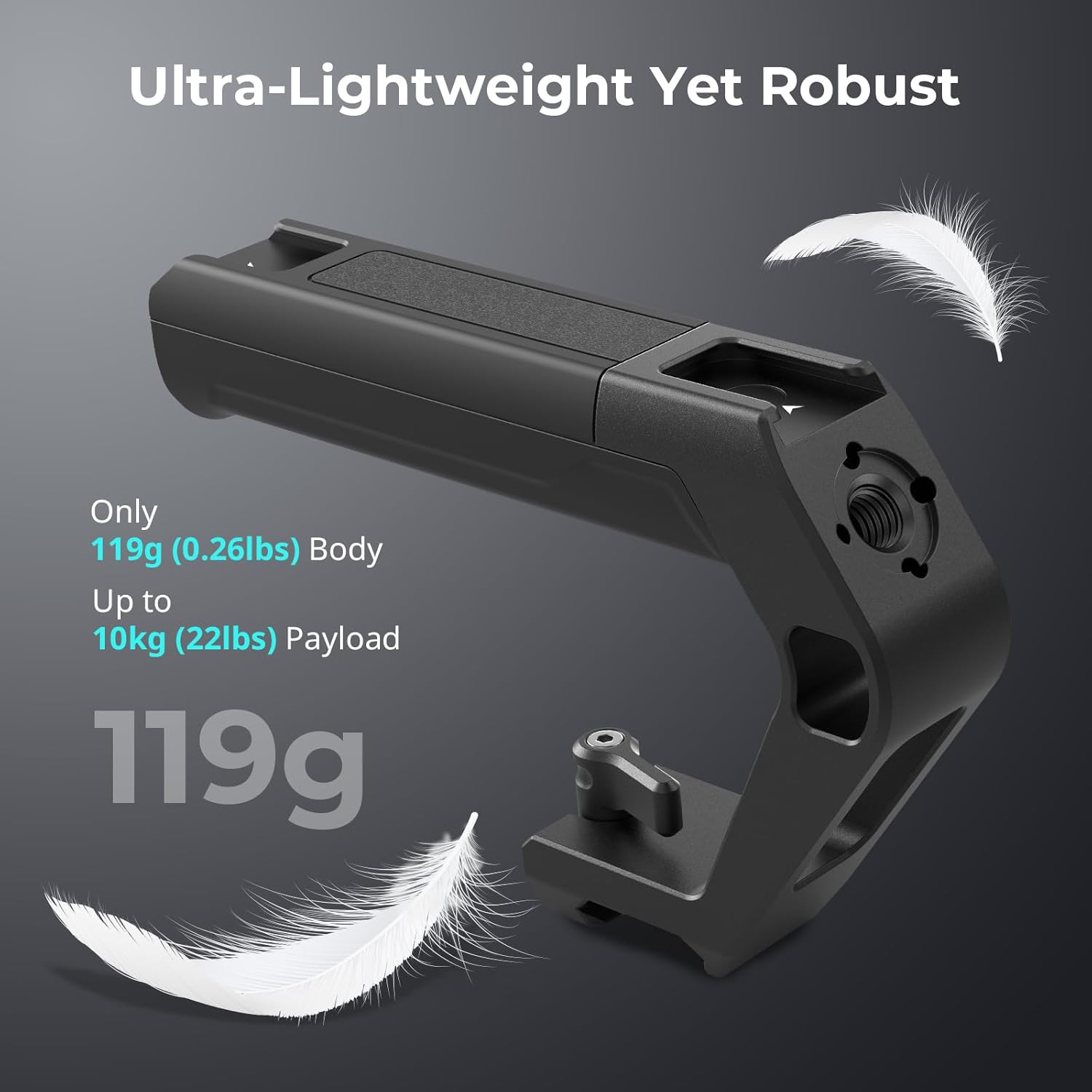 Detalle de SMALLRIG Manico leggero NATO con morsetto superiore – impugnatura compatta da 119 g