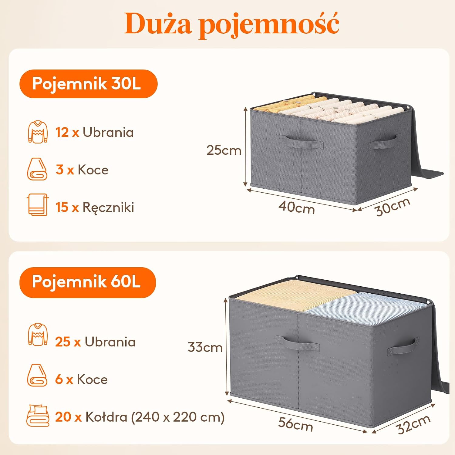 Thumbnail 1 de Lifewit 24300 – składane pudełka do przechowywania 30 l, 4 szt., szare