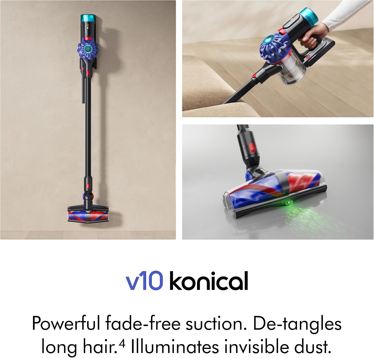 Detalle 2 de Dyson V10 Konical 626416-01 Cordless Stick Vacuum, 150 AW, HEPA Filtration