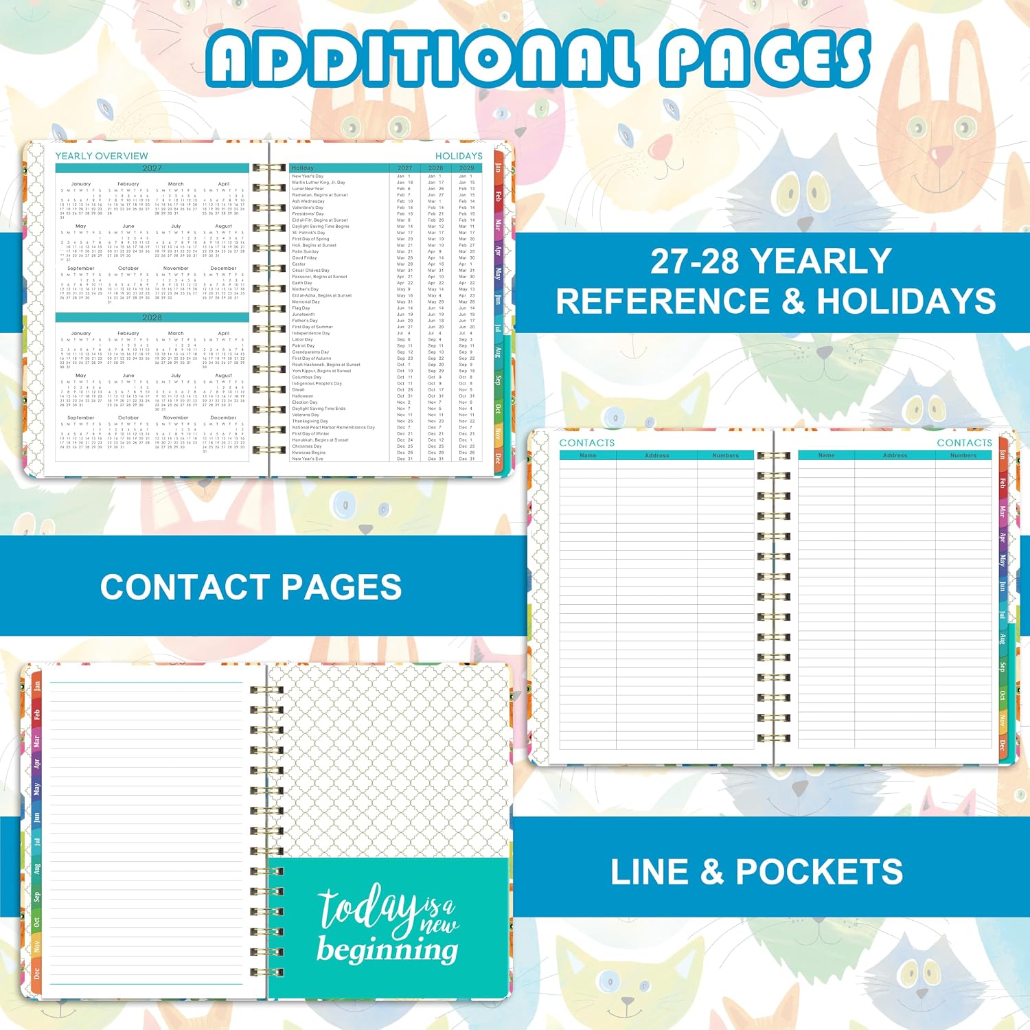 Thumbnail 4 de Planrage HHPA5MTZY34Q13 2027 Weekly and Monthly Planner, Hardcover, Colorful Tabs