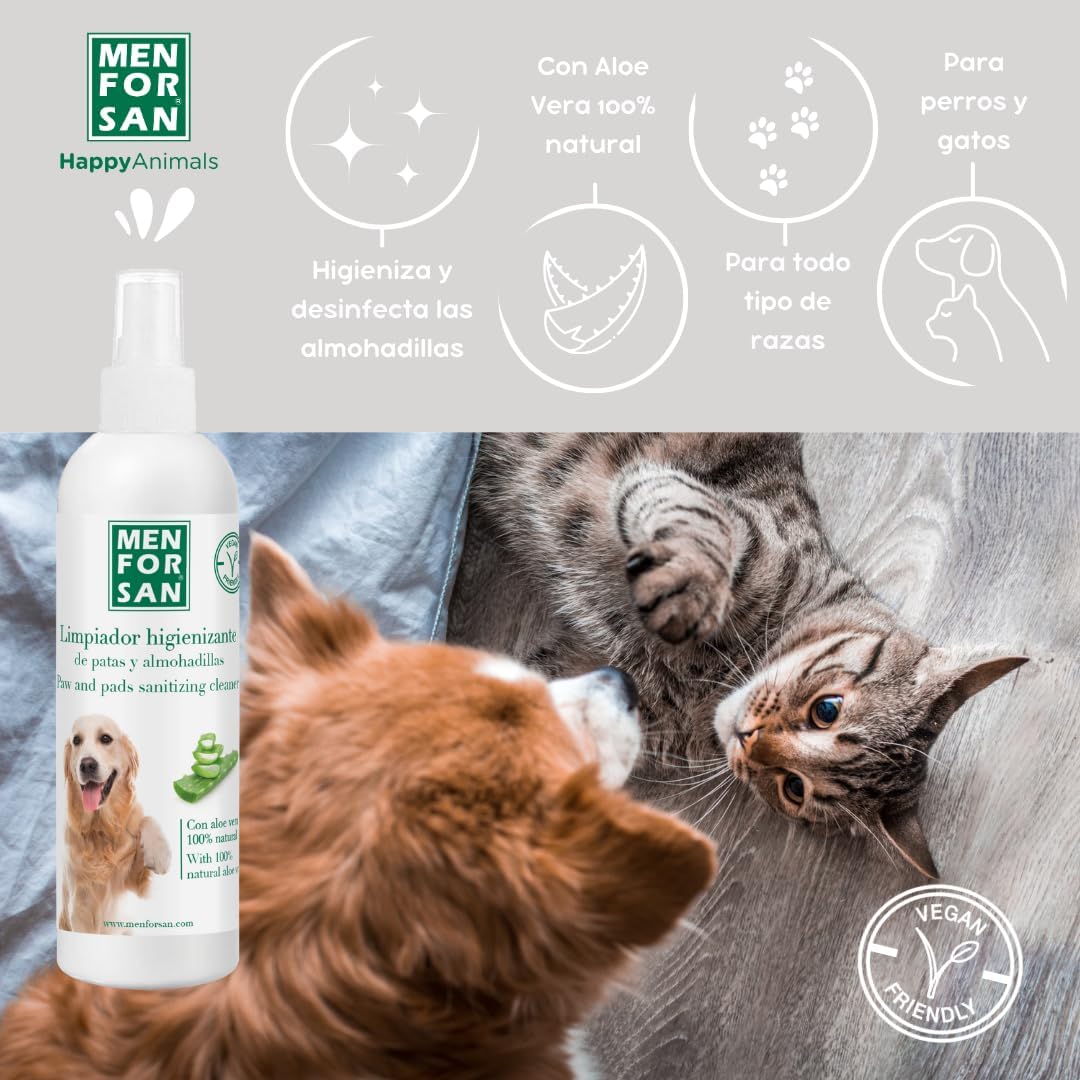 Detalle 2 de MENFORSAN Detergente per zampe e cuscinetti per cani 125 ml con Aloe Vera 100% naturale – Vegano