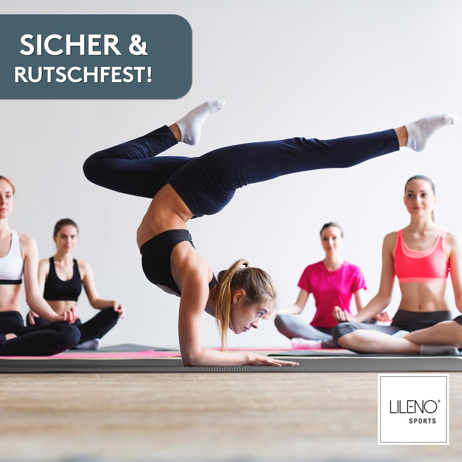 Thumbnail 6 de LILENO SPORTS Yoga Matte 180x60 cm inkl. Tragegurt – rutschfest, 4 mm dick, für Yoga & Fitness