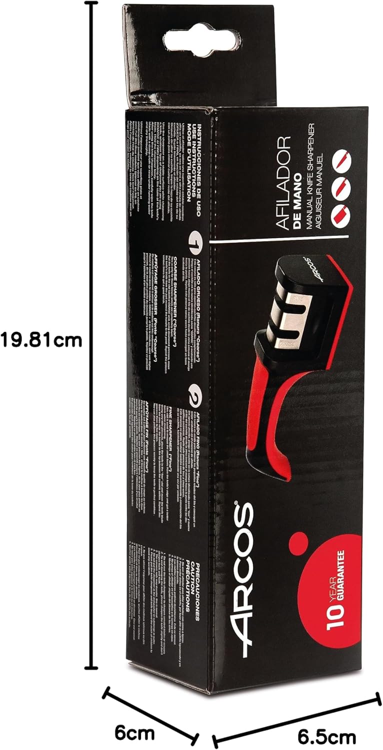 Thumbnail 6 de ARCOS Affilatore Professionale con Manico Ergonomico: Rulli in Ceramica e Carbonio, Rosso e Nero