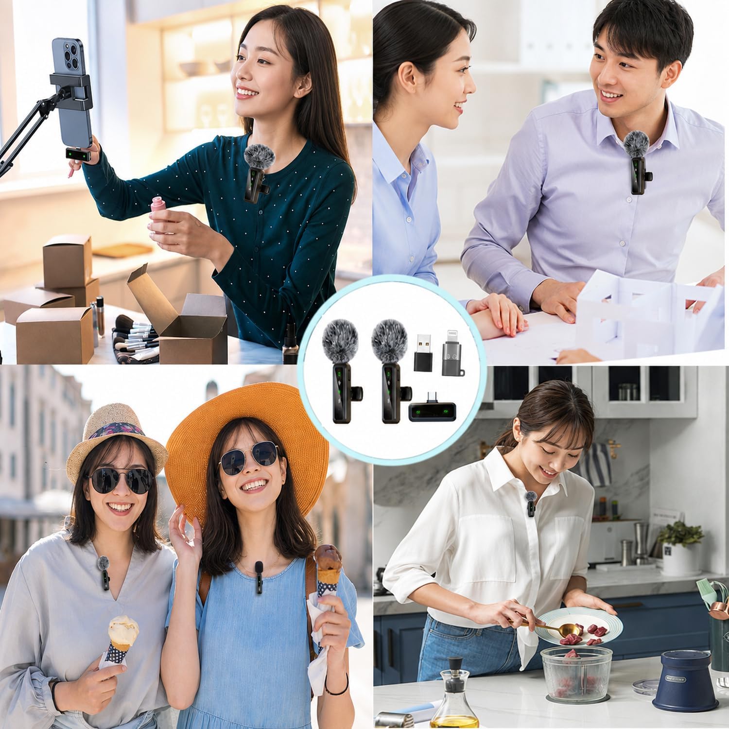 Detalle de XIXIXIAXIA Micro Cravate sans Fil – Microphone discret avec réduction du bruit pour iPhone, Android et PC