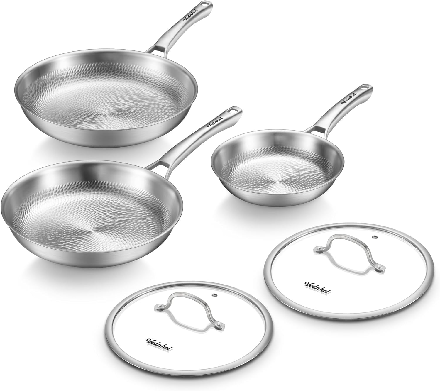 Thumbnail 6 de VEDNHOL Titanium Pans for Cooking, 12 Inch Pure Titanium Hammered Pro Frying Pan with Lid
