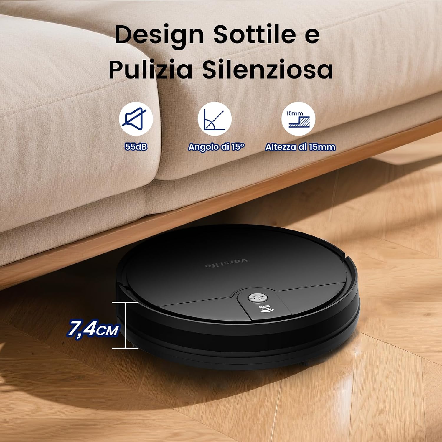 Detalle 2 de VersLife L6: Robot Aspirapolvere e Lavapavimenti 2 in 1, autonomia 120 min, 4000Pa, controllo app, Alexa e telecomando