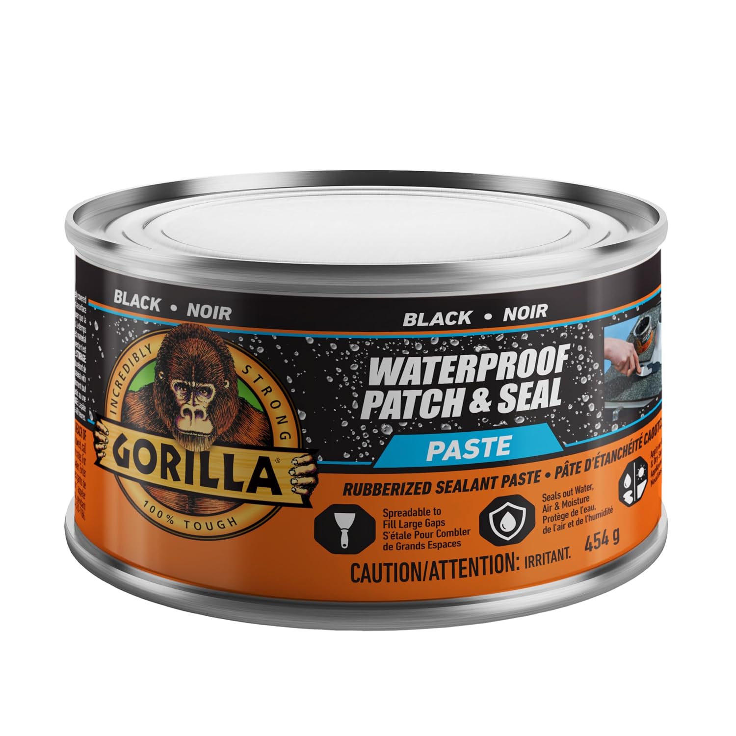 Detalle de Gorilla 120339 Waterproof Patch & Seal Paste, Black, 454 g