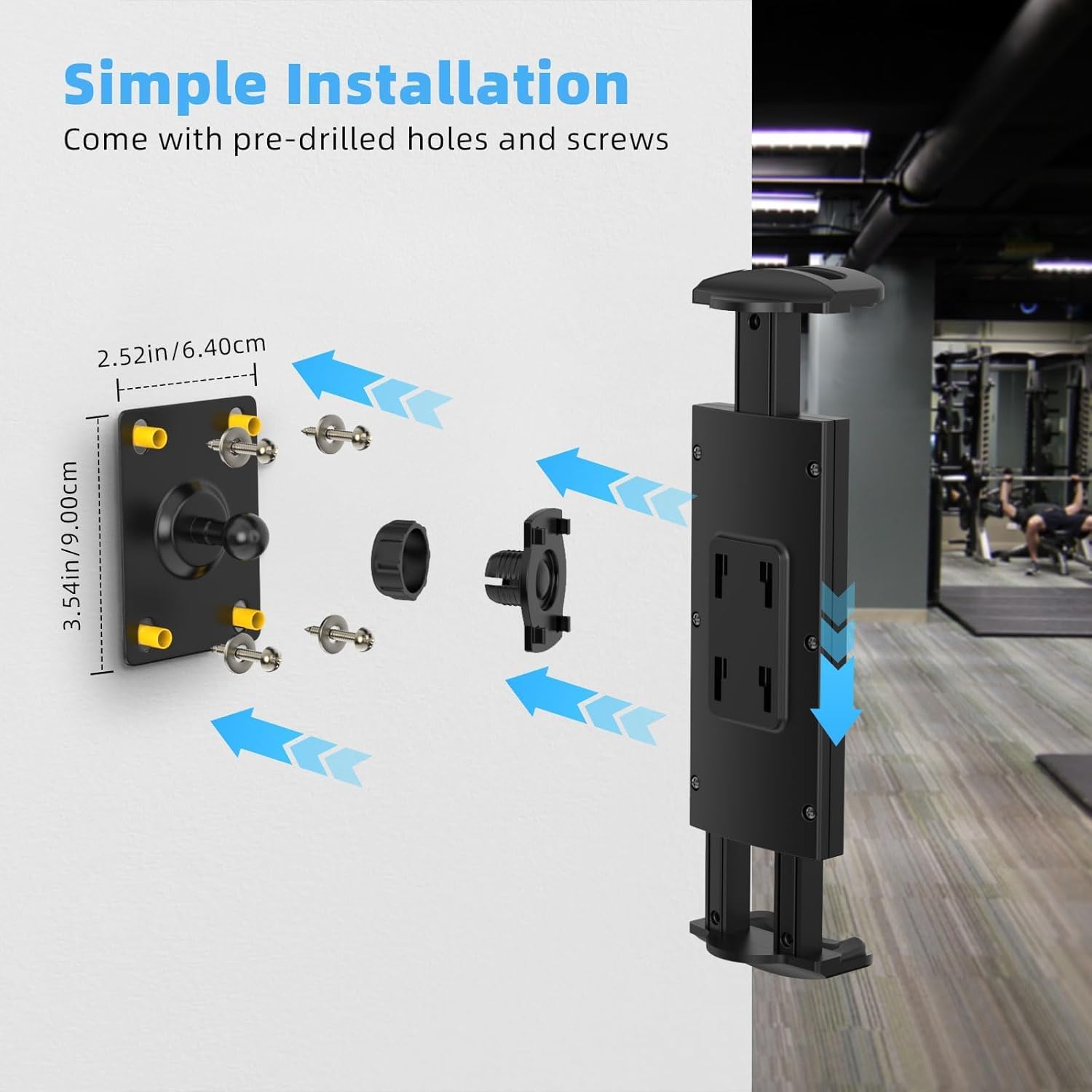 Detalle de MoKo 360° Adjustable Tablet Wall Mount: Universal 4.7–14 inch Tablet Holder