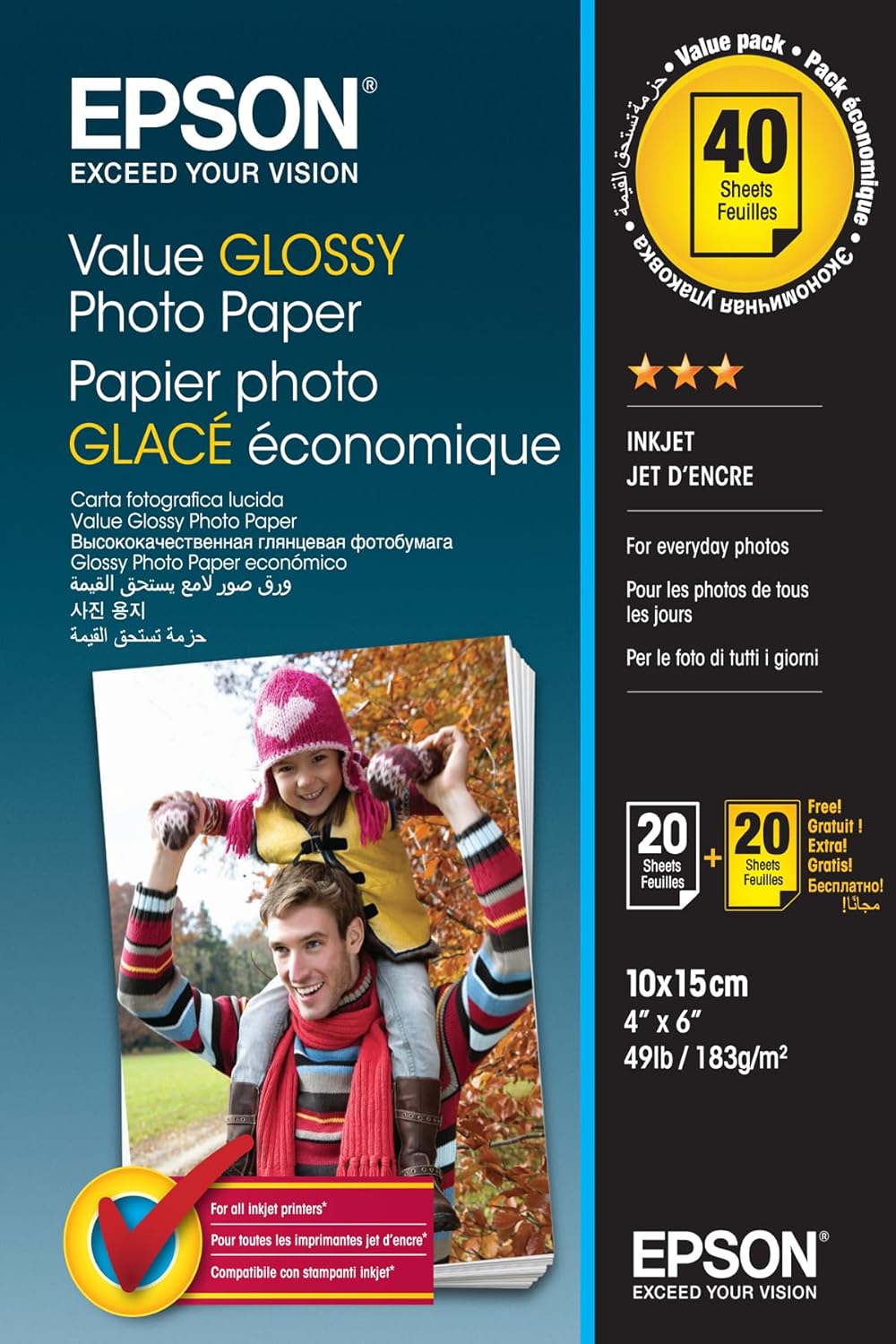 Epson Value Glossy Photo Paper C13S400044 (10x15cm, 40 sheets) — glossy 6x4 inch