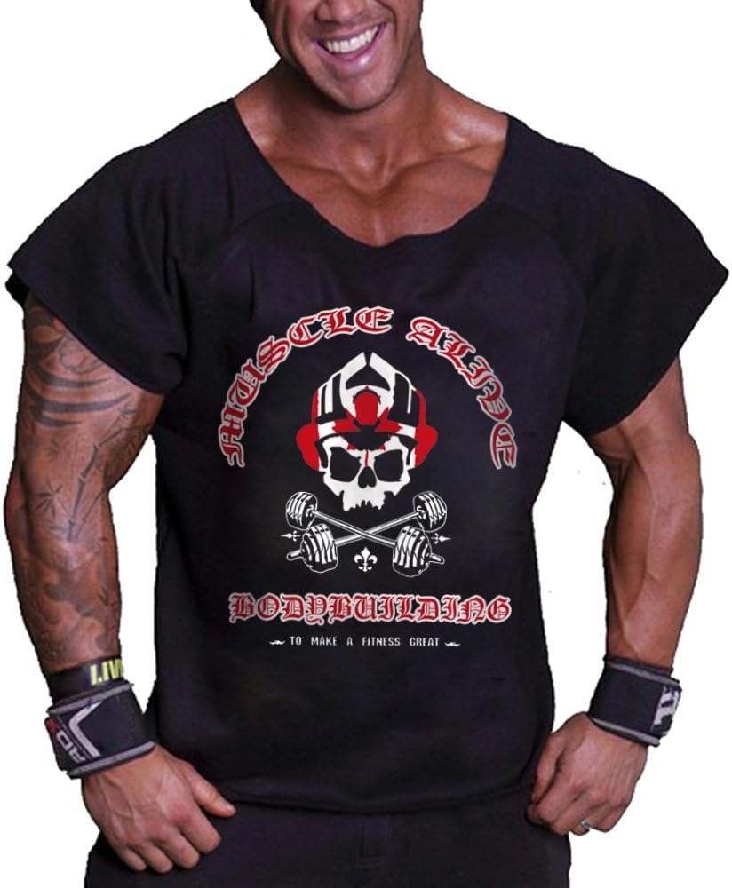 Thumbnail 6 de Muscle Alive Herren Rag Top für Bodybuilding aus 100% Baumwolle (Terry) – Loose Trainieren & Freizeit