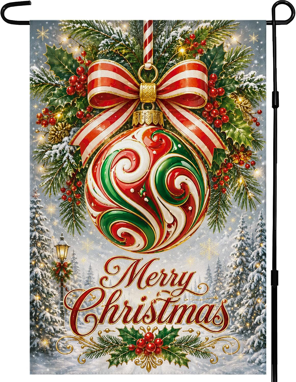 Detalle de OHOME Christmas Garden Flag, Double-Sided Polyester, 12 x 18 Inch