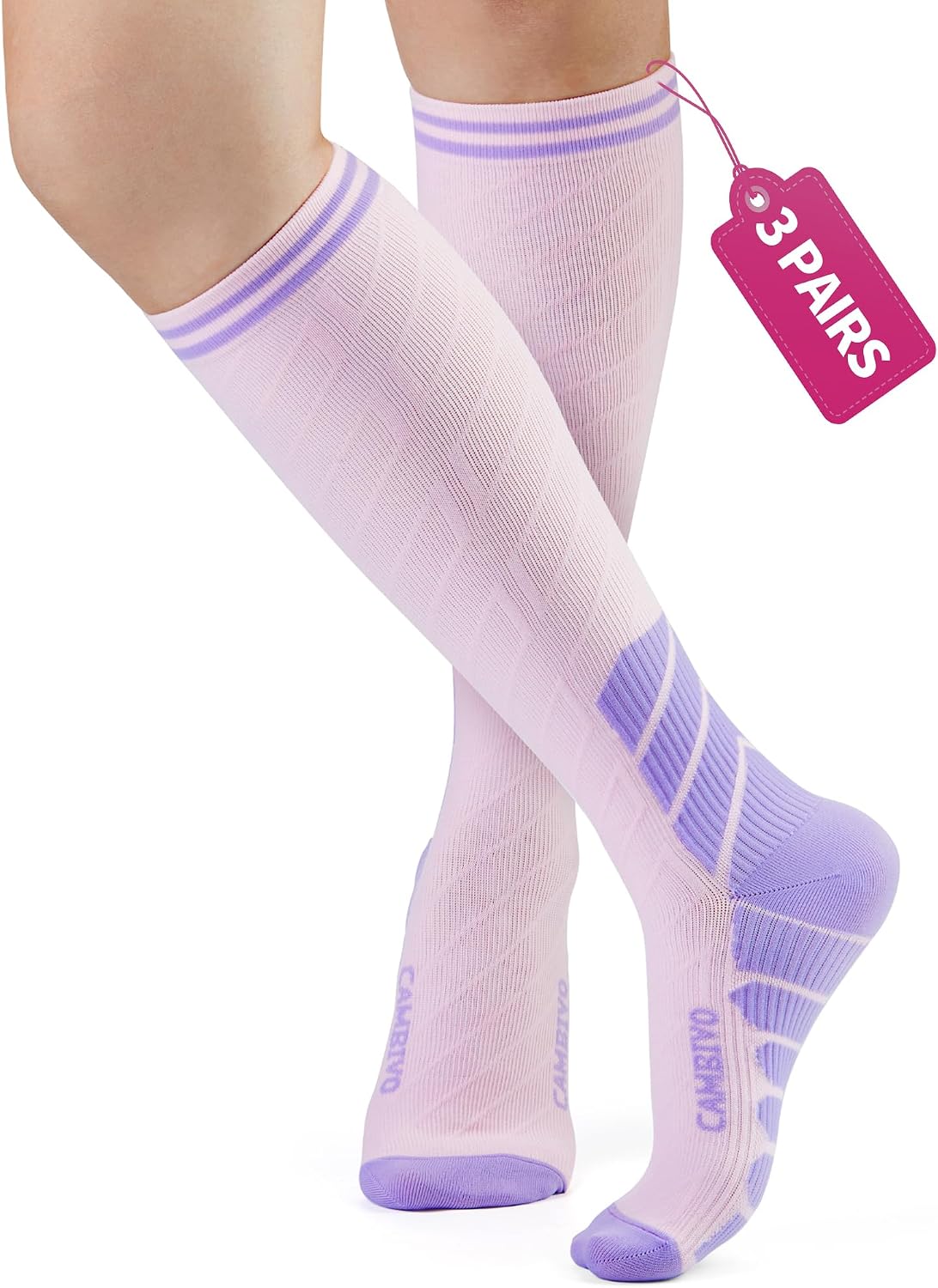 Detalle de CAMBIVO Calze a compressione graduata 20-30 mmHg (3 paia) donna e uomo per viaggi e sport