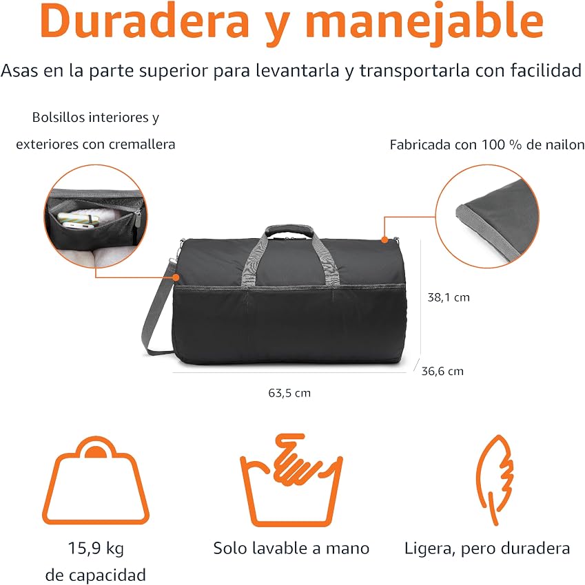 Thumbnail 6 de Amazon Basics Bolsa de Viaje Extra Grande 98L 🧳 Resistente y Ligera