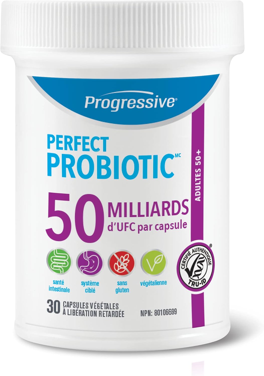 Detalle 1 de Progressive 1026 Perfect Probiotic Adult 50+ 50B, 30 Capsules, 8 Strains
