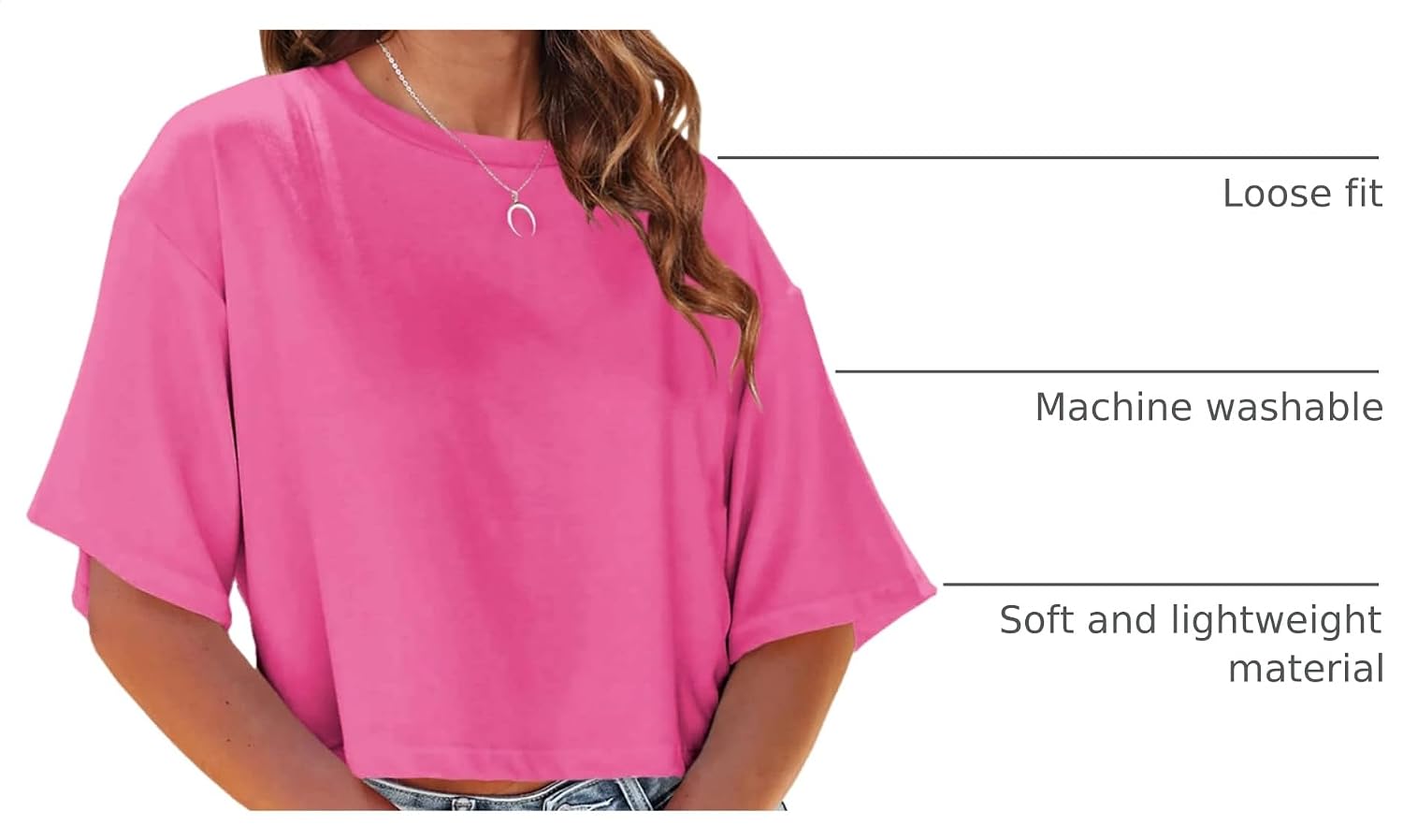 Thumbnail 3 de Tankaneo Women Half Sleeve Cropped T-Shirts (Drop Shoulder, Round Neck) — Casual Summer Basic Tees