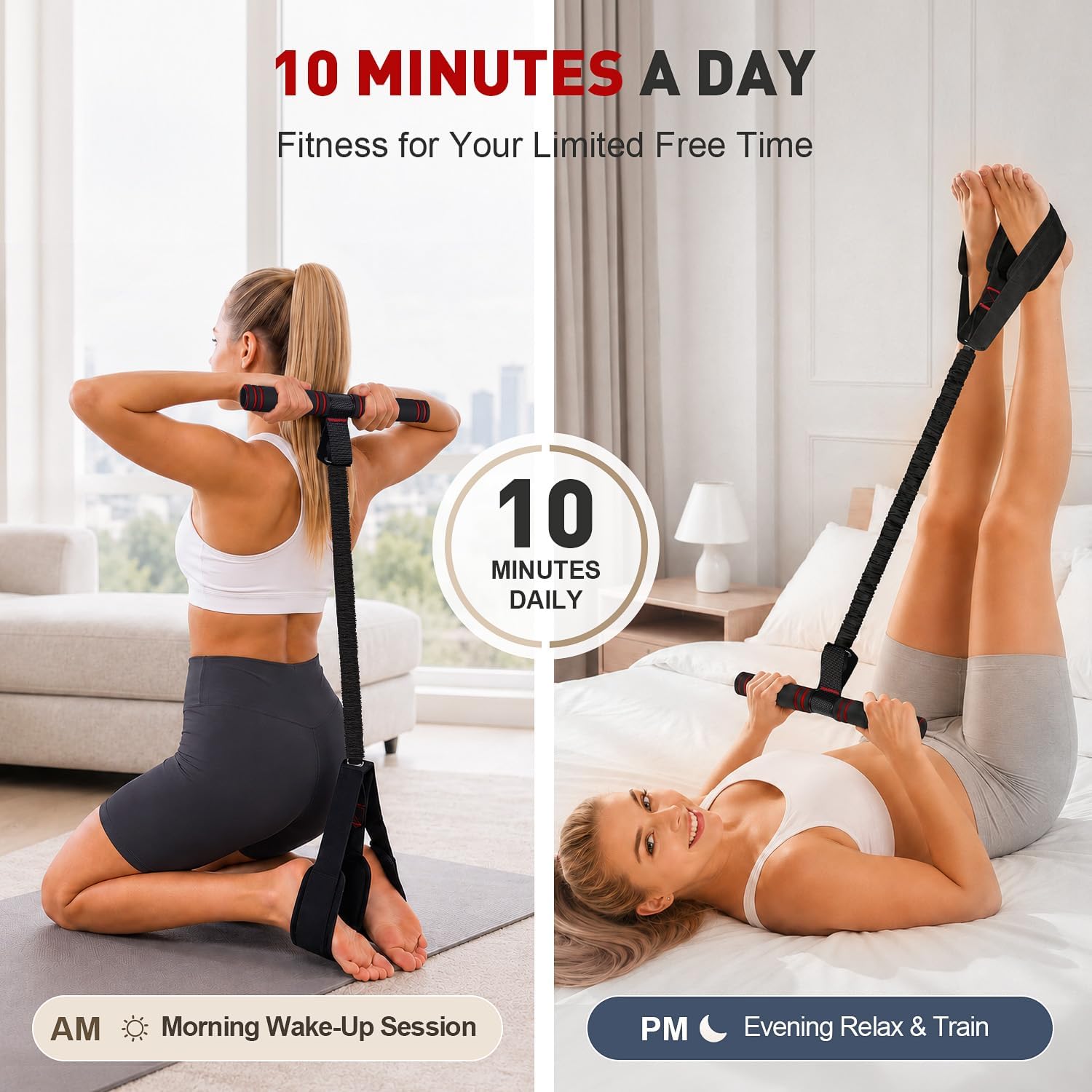 Detalle de OQLXUW multifunction pedal resistance band with handles, 55 lb, 3 levels