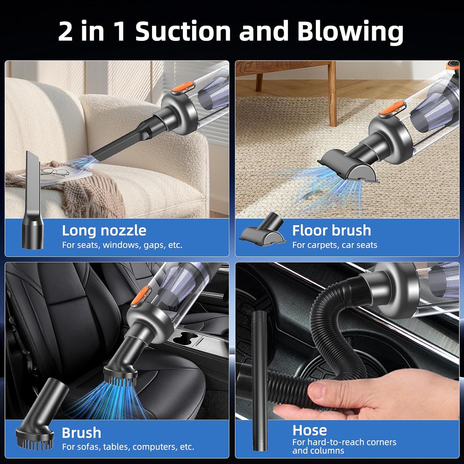Thumbnail 5 de Handheld car vacuum 35000Pa, 4 in 1 cordless