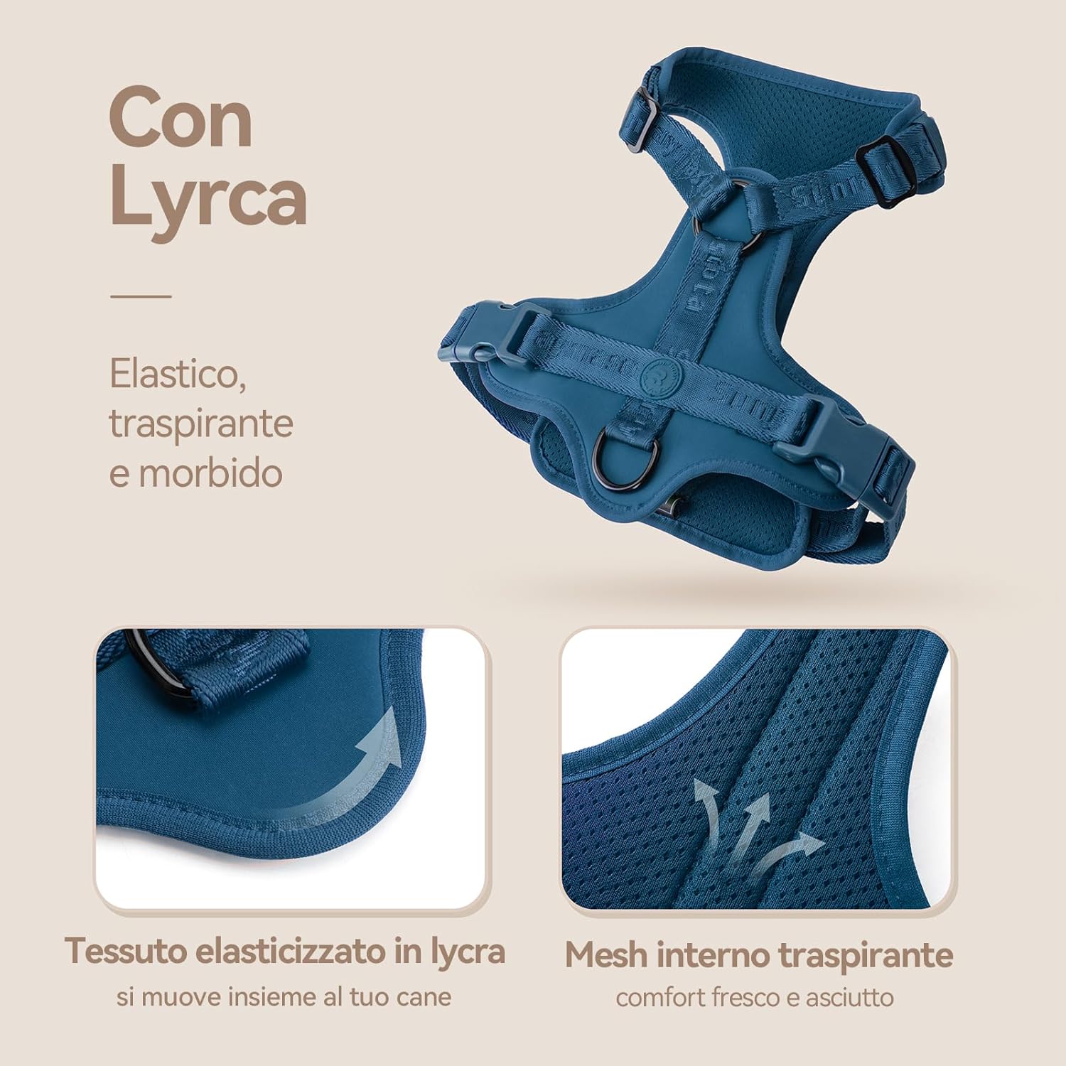 Thumbnail 3 de Sunraymascota imbracatura per cani con imbottitura in Lycra, rete traspirante e taglia regolabile (Blu di Prussia, S)