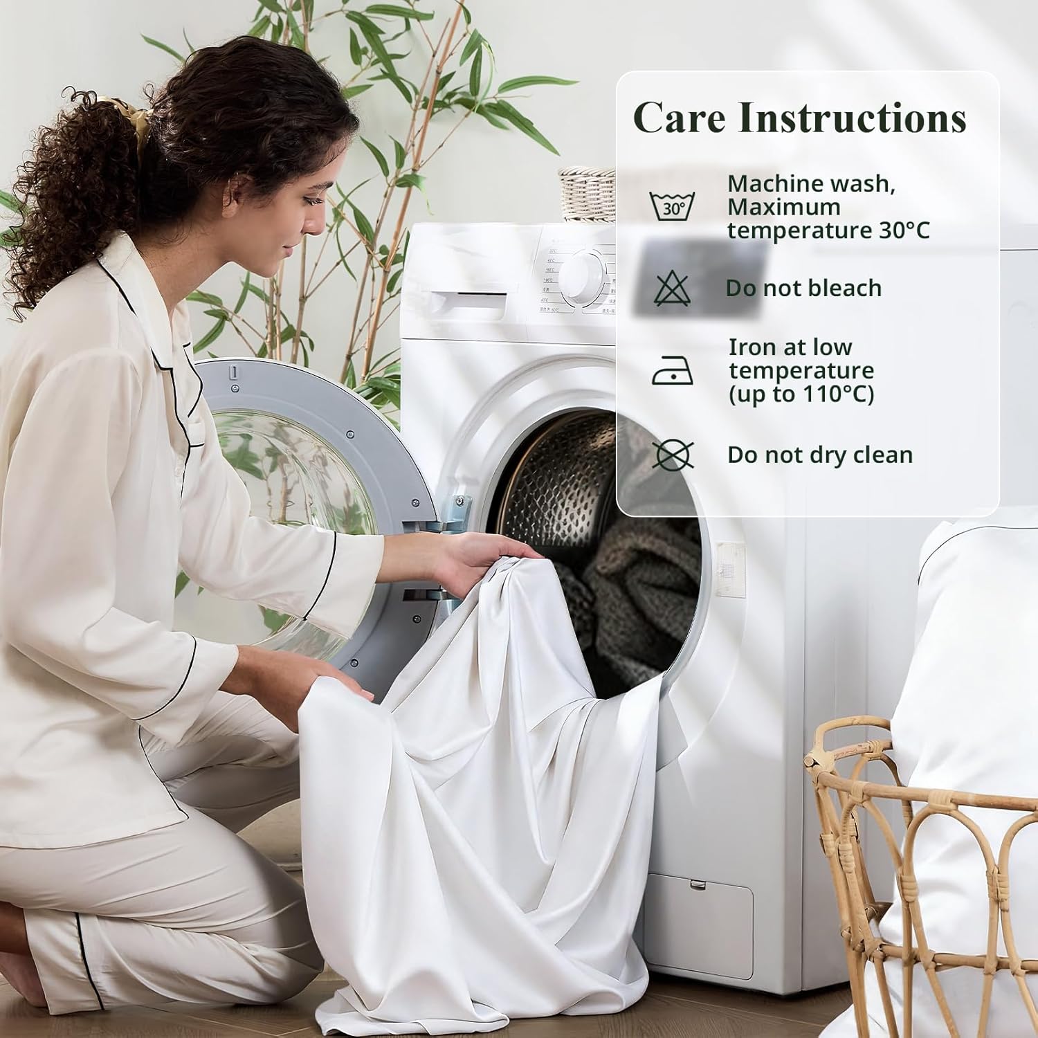 Thumbnail 6 de KRIMANO King Size Sheet Set (100% Viscose Derived from Bamboo) — Cooling, Deep-Pocket 4-Piece White