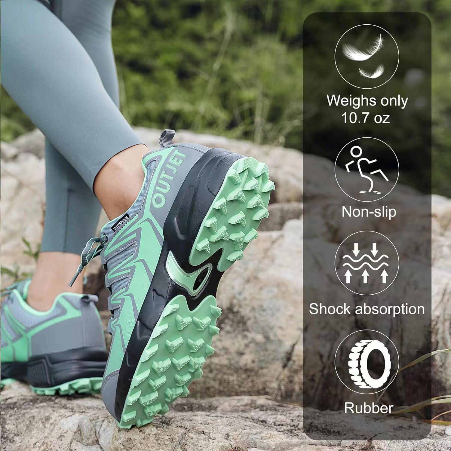 Thumbnail 5 de OUTJET Women's Waterproof Hiking Shoes: Lightweight, Non-Slip Waterproof Boots