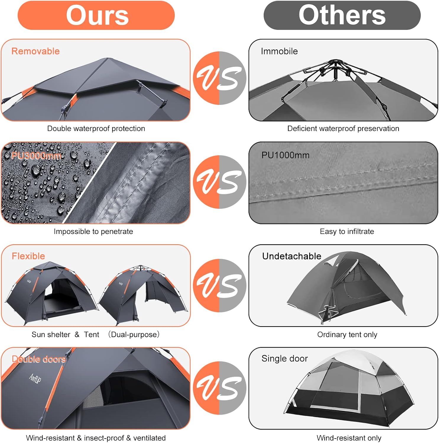 Thumbnail 1 de Amflip Camping Tent Automatic 3 Man Pop Up