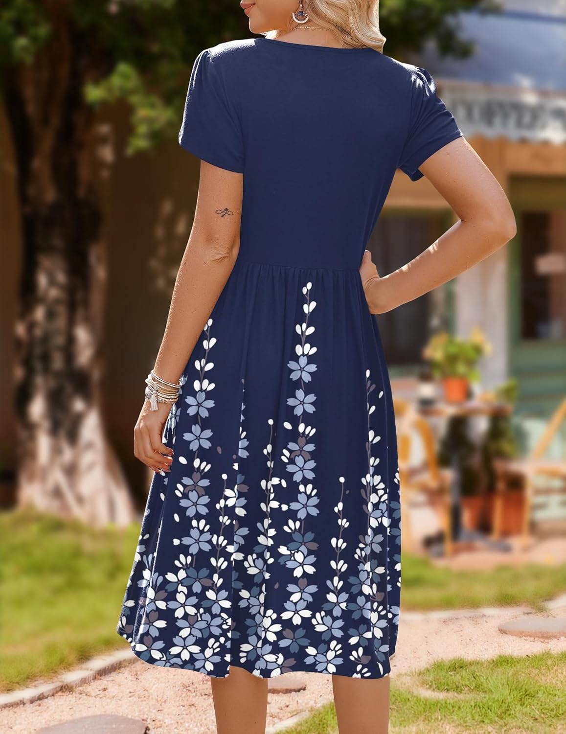 Thumbnail 4 de HOTOUCH Women's Summer A-Line Midi Dress with Floral Print and Pockets