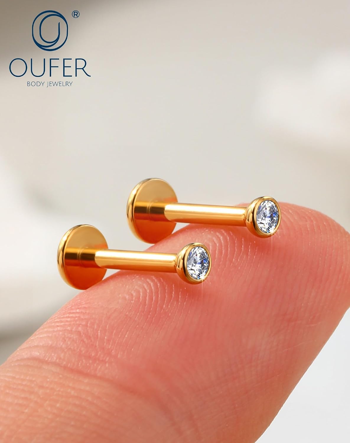 Thumbnail 4 de OUFER 2Pcs Threadless Nose Stud 4mm 💎