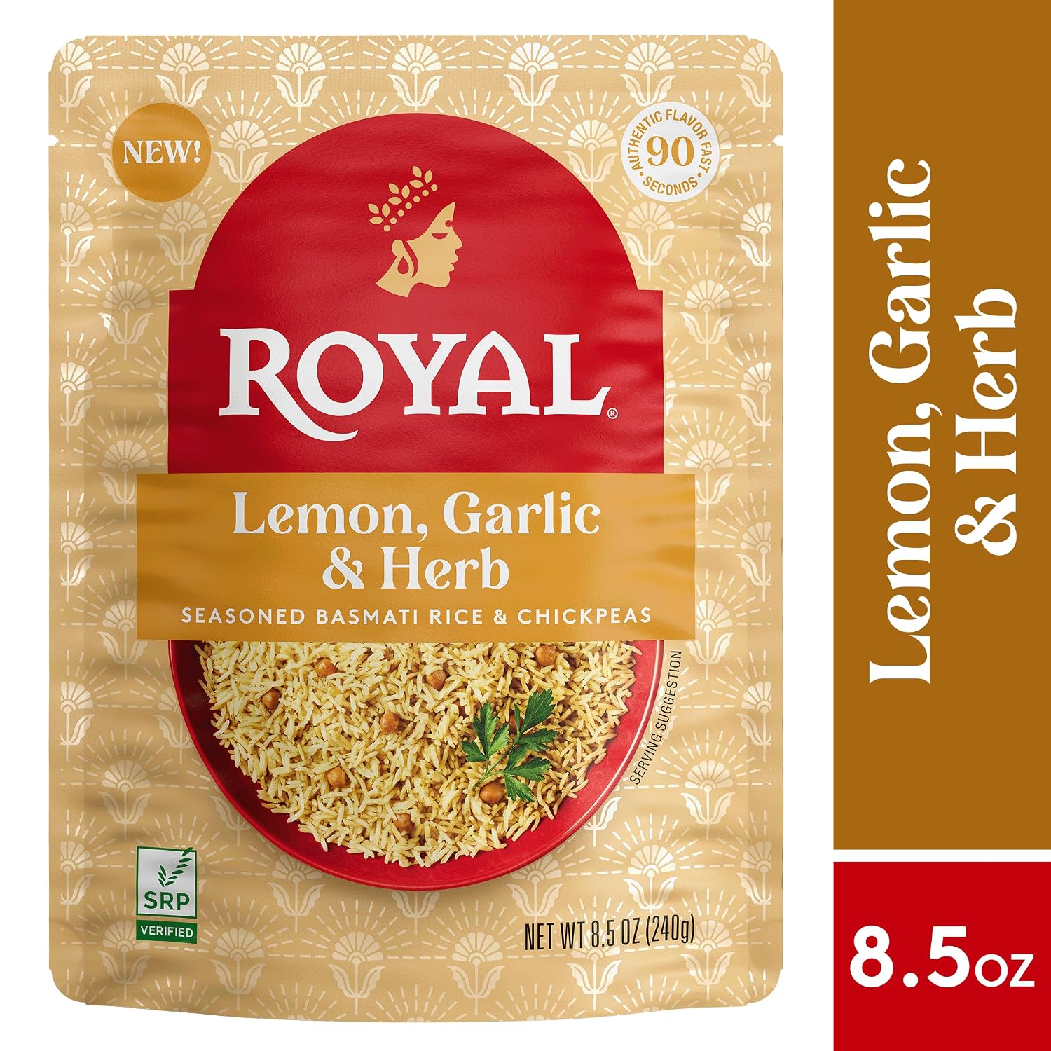 Detalle 2 de Royal 91000485 Lemon Garlic Basmati Rice and Chickpeas, 6-Pack, 8.5 oz