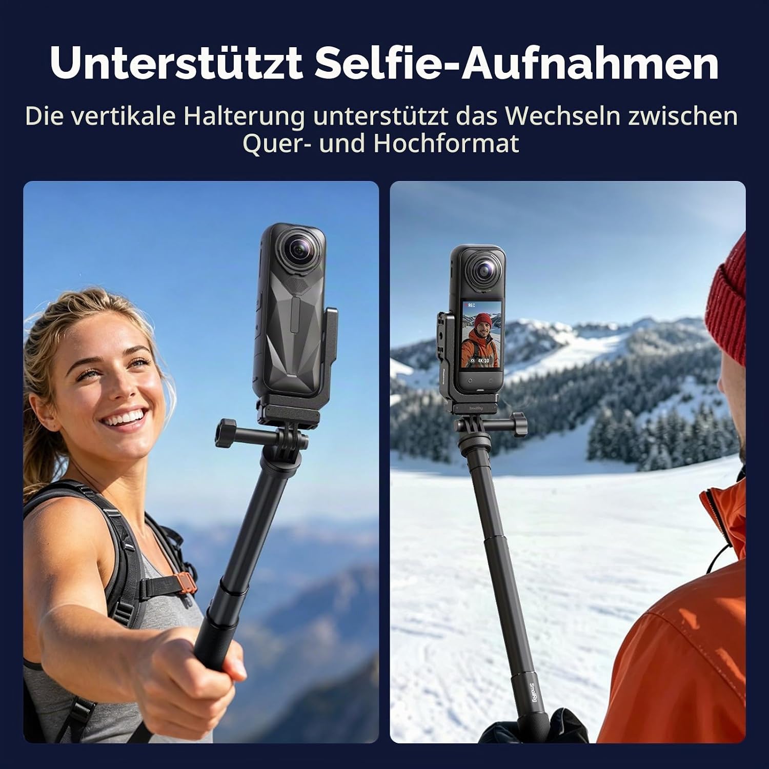 Detalle de SMALLRIG 5824 Vertikale & horizontale Montageunterstützung für Insta360 X5/X4 Air/X4/X3