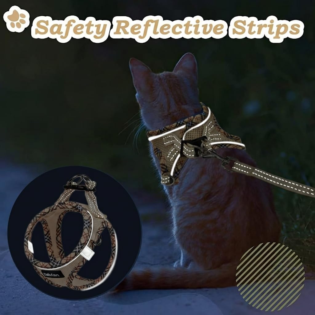 Thumbnail 6 de Zelvian Adjustable Cat Harness and Lead Set with Escape-Proof Vest – Beige (M)