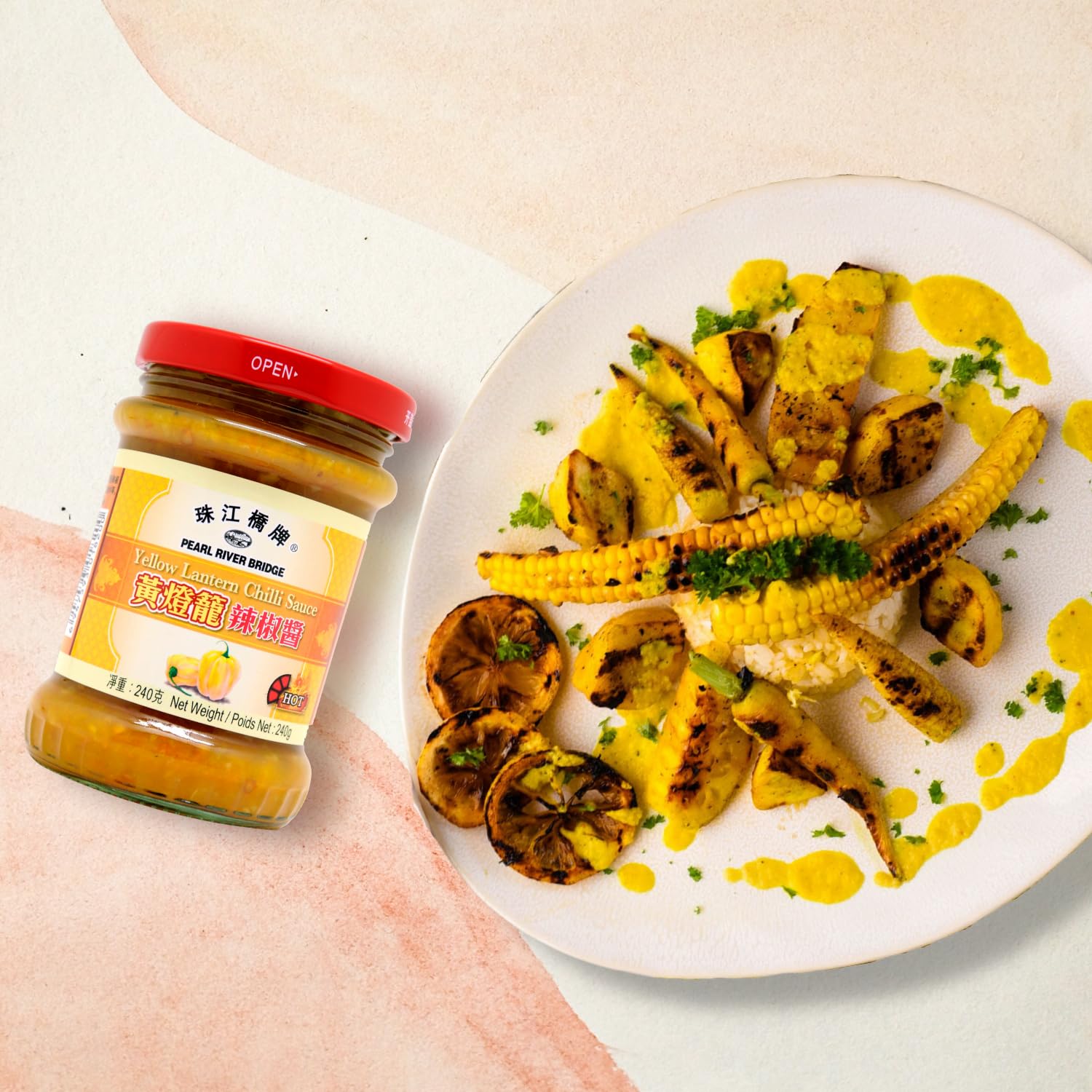 Detalle de PEARL RIVER BRIDGE Gelbe Chili Sauce (1 x 240 g) – ideal als Dip oder für Gerichte