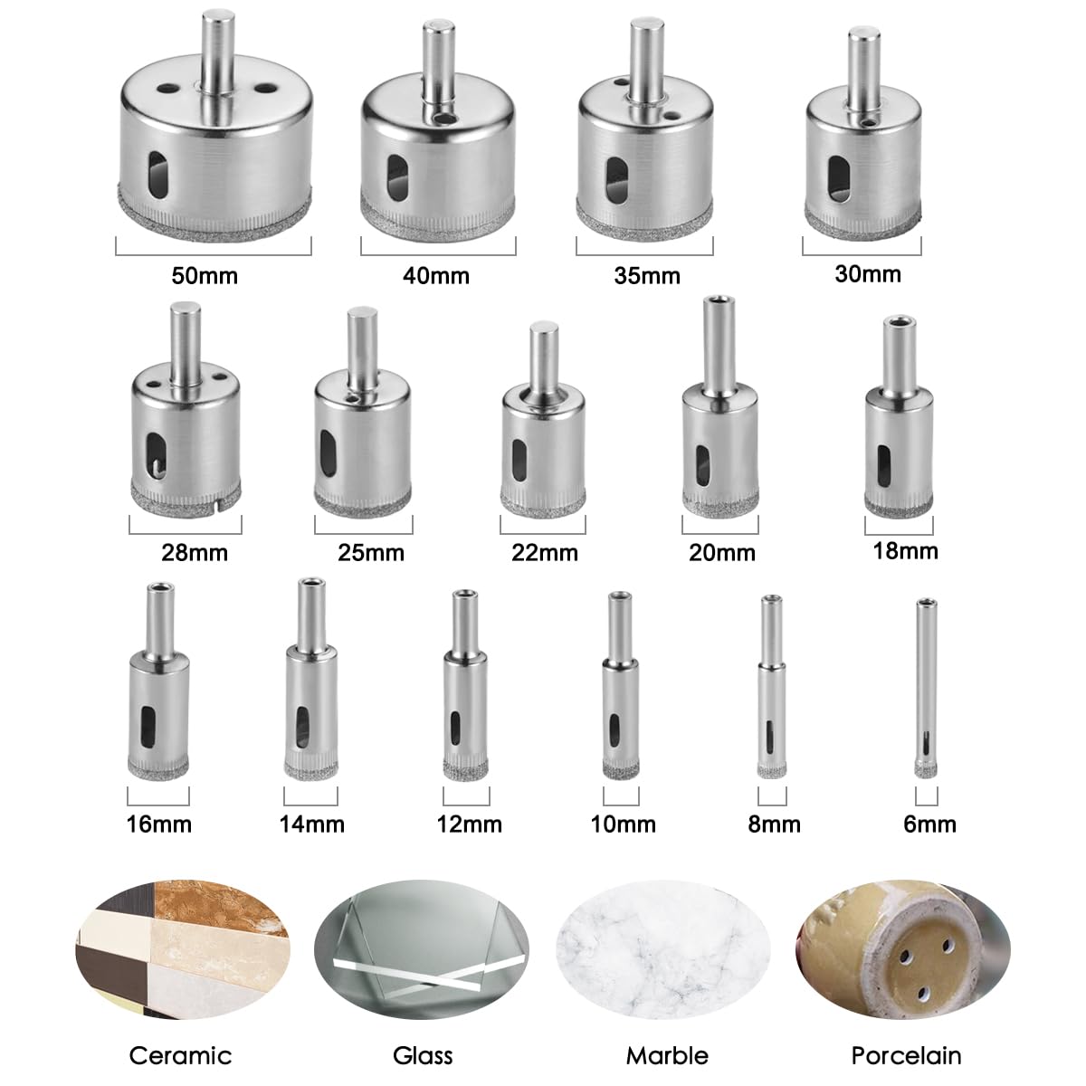 Thumbnail 1 de Flintronic Diamantbohrer-Set (15-teilig) für Glas & Fliesen mit Diamantbeschichtung